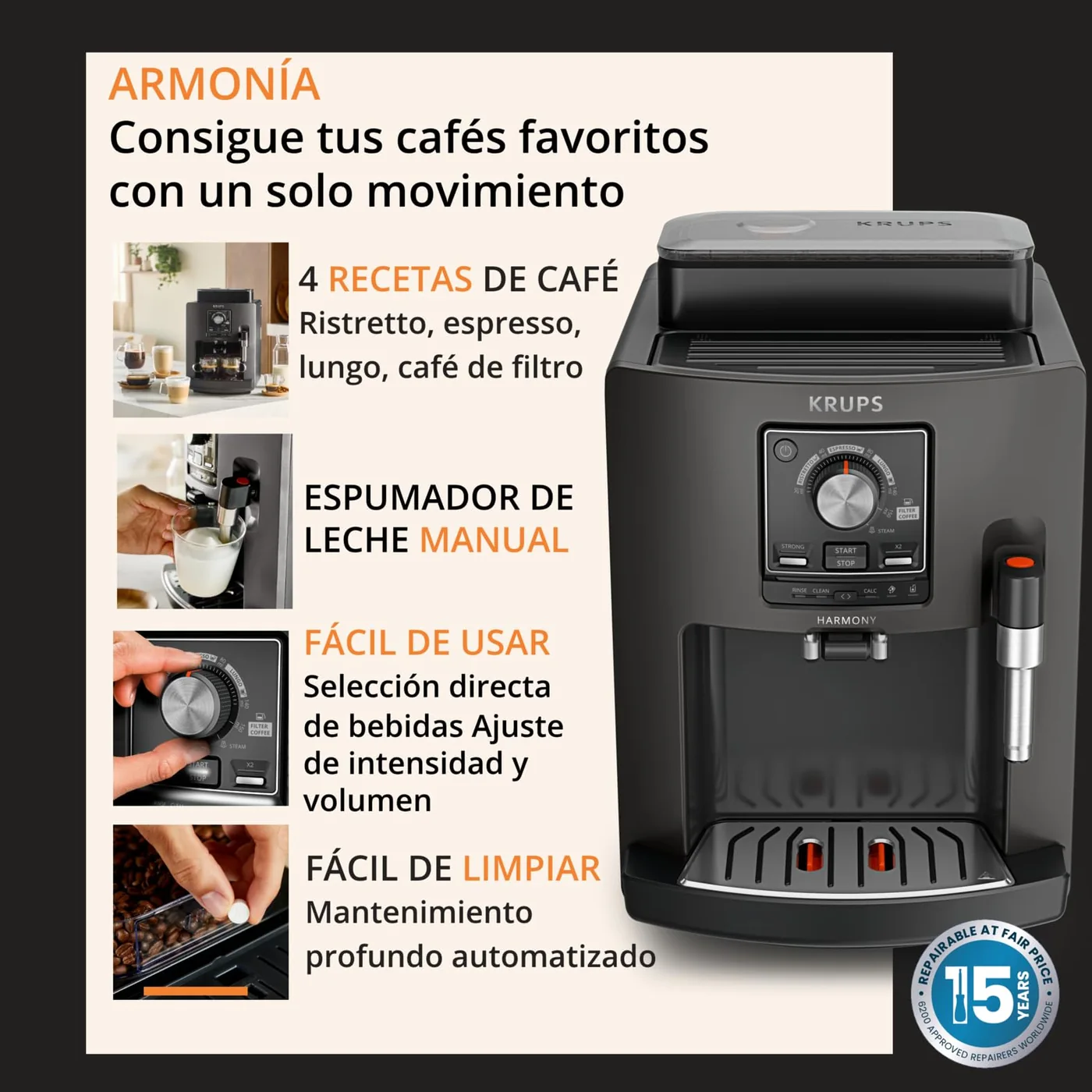 Vista 6 de KRUPS Harmony EA508BE0
